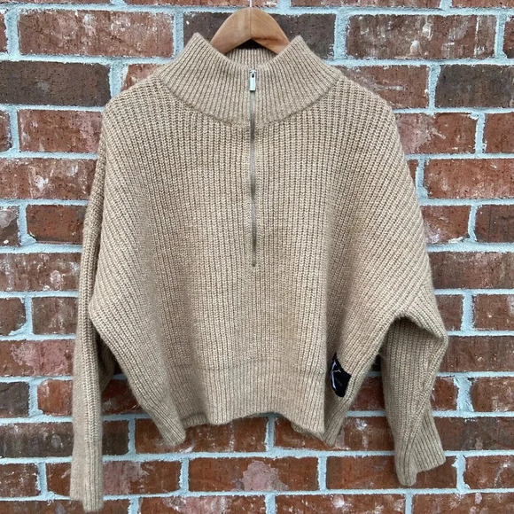 Calvin Kein Jeans Tan Half Zip Knit Sweater, Large - Picture 1 of 11